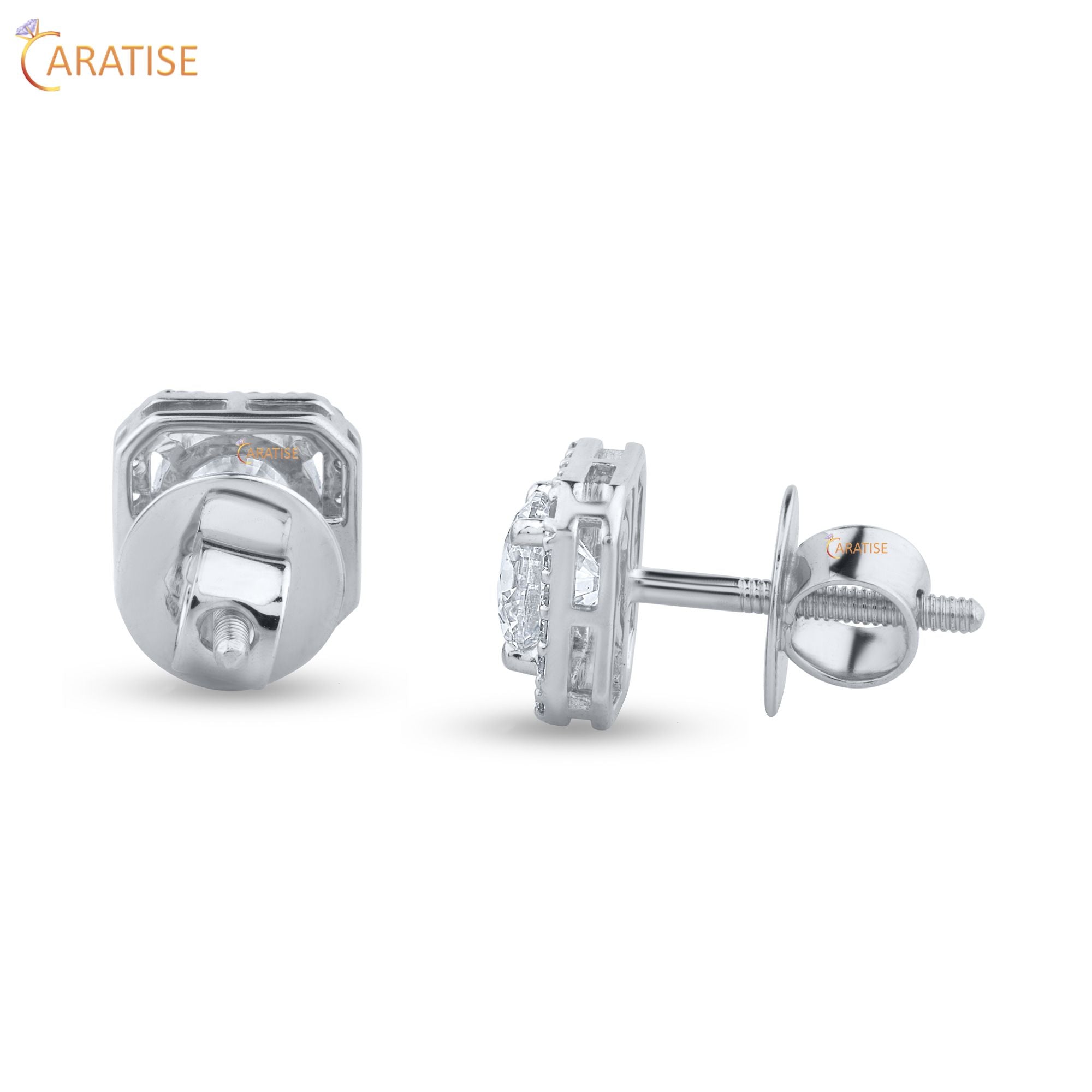 1.28 TDW Round Cut Moissanite Diamond Earring 925 Silver