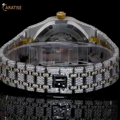 27.85 TDW Round Cut Diamond Watch | Stainless Steel | Luxury Moissanite Diamond Watch | Gift For Husband | EF-VS Color