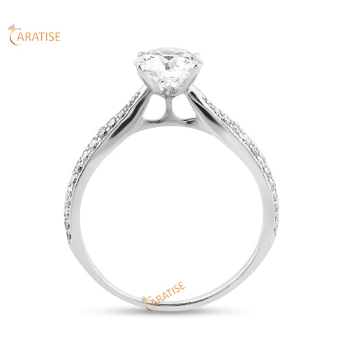 1.37 TDW Round Cut Moissanite Diamond Ring 925 Silver