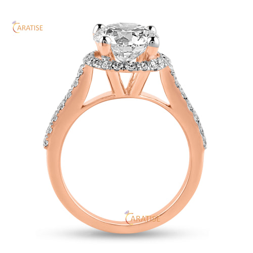 2.71 TDW Round Cut Moissanite Diamond Ring Halo Pattern
