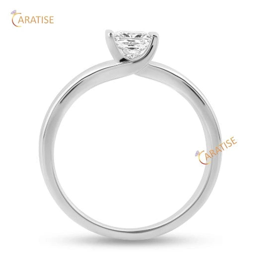 0.50 TDW Princess Diamond Ring Solitaire 925 Silver