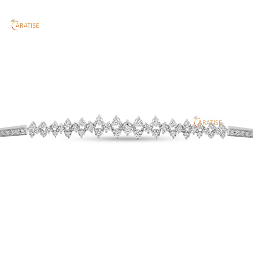 1.342 TDW Round Cut Diamond Charm Bracele 925 Silver