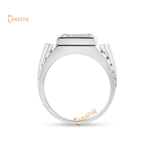 4.07 TDW Emerald & Round Cut Moissanite Diamond Engagement Ring 925 Silver