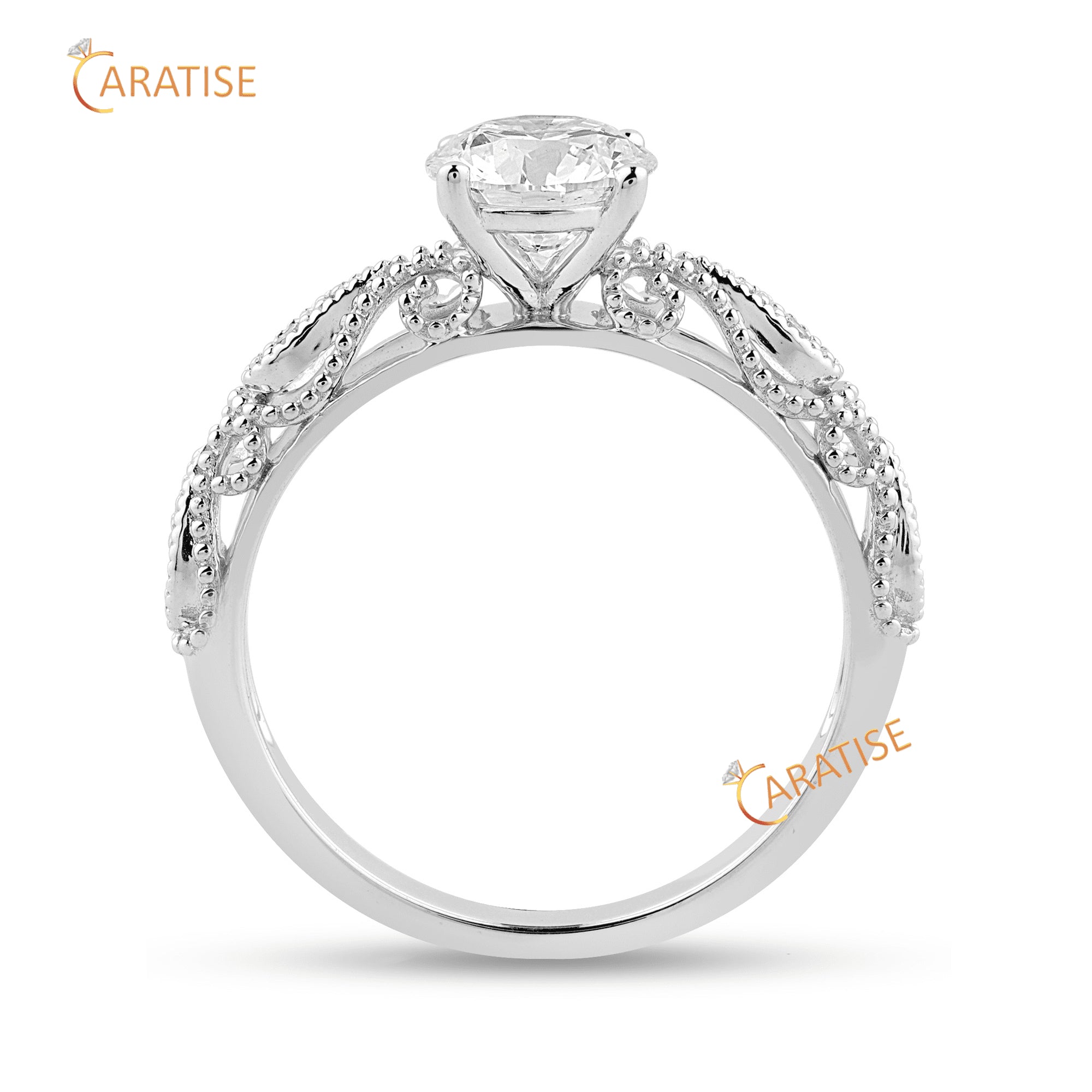 1.056 TDW Round Cut Diamond Engagement Ring 925 Silver