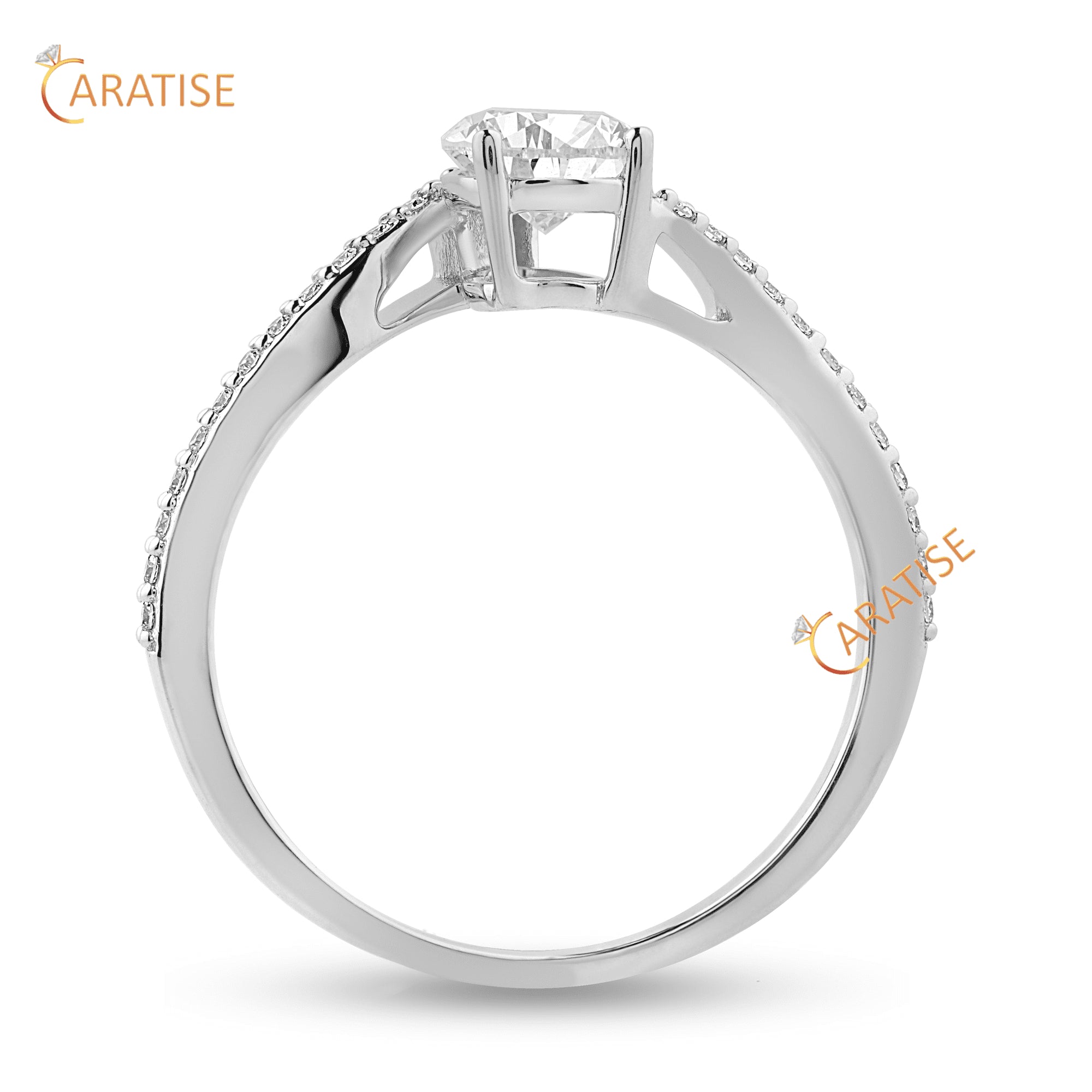 1.375 TDW Pear & Round Cut Diamond Engagement Ring 925 Silver