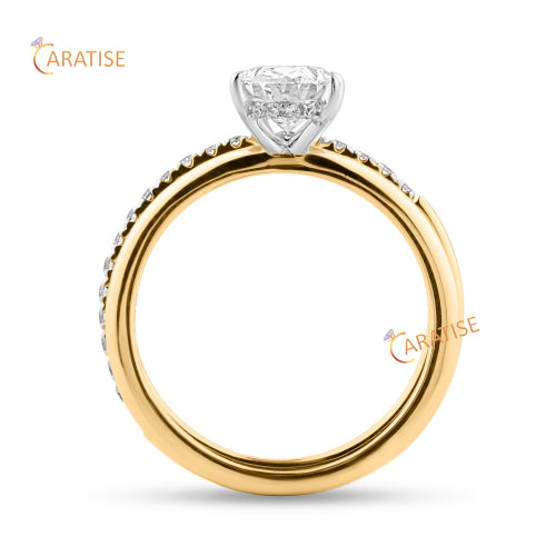 1.168 TDW Oval & Round Cut Moissanite Diamond Ring with Band 925 Silver