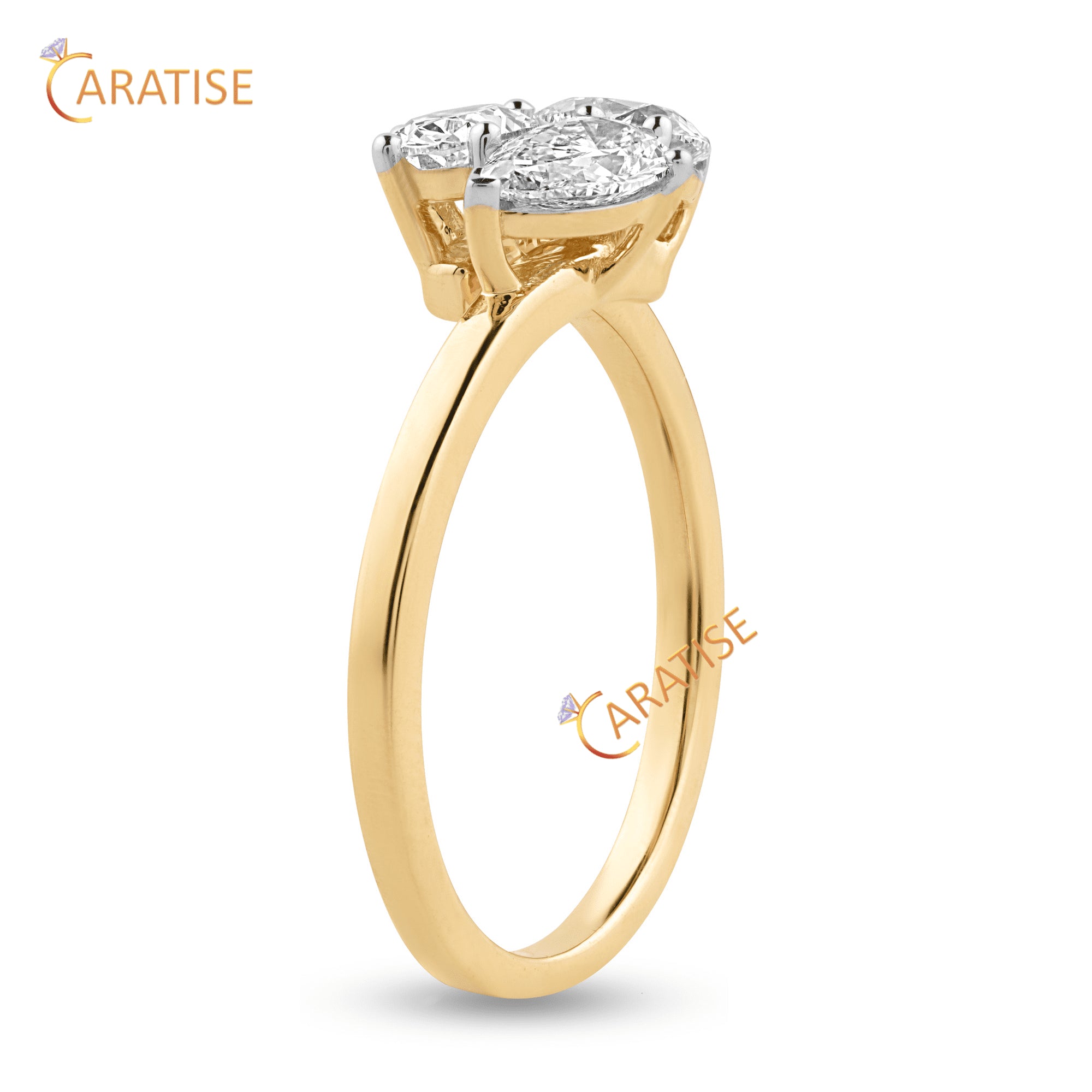 1.11 TDW Pear,Heart and Oval Cut Diamond Three Stone Ring 925 Silver