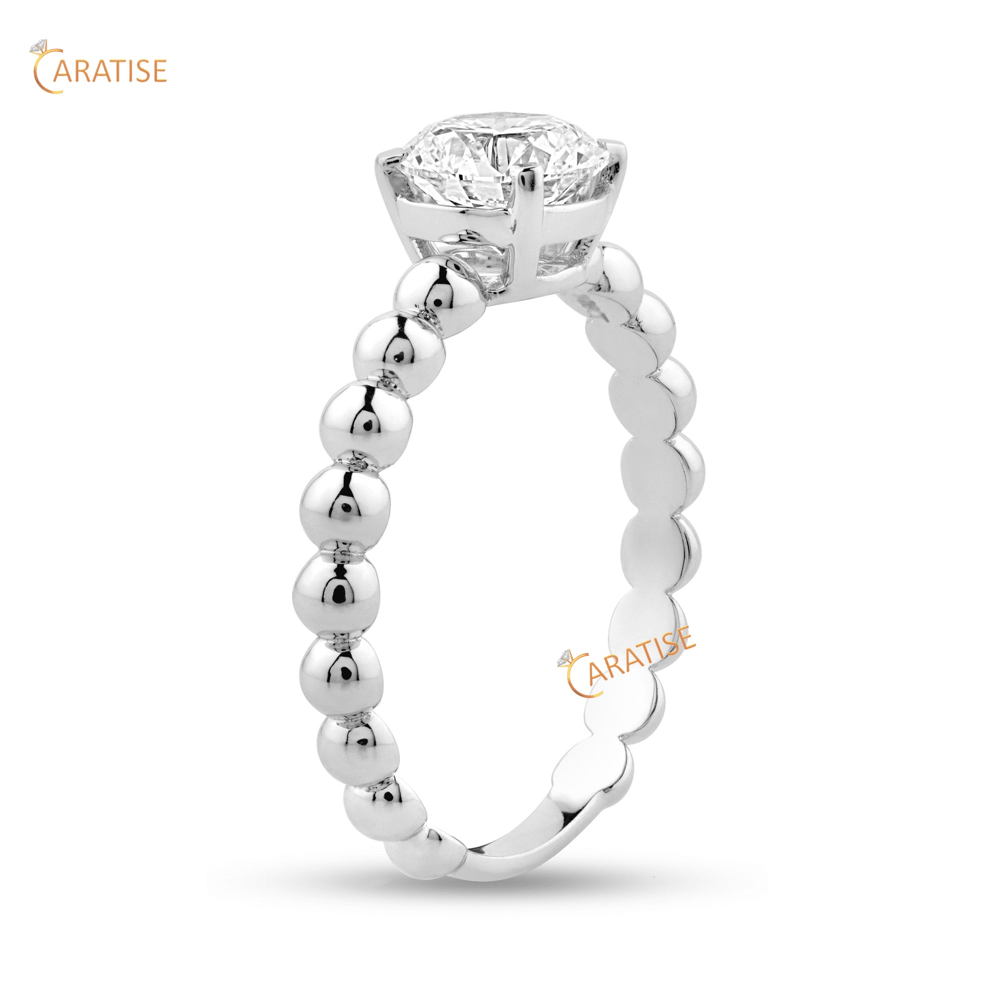 0.98 TDW Round Cut Diamond Solitaire Ring 925 Silver