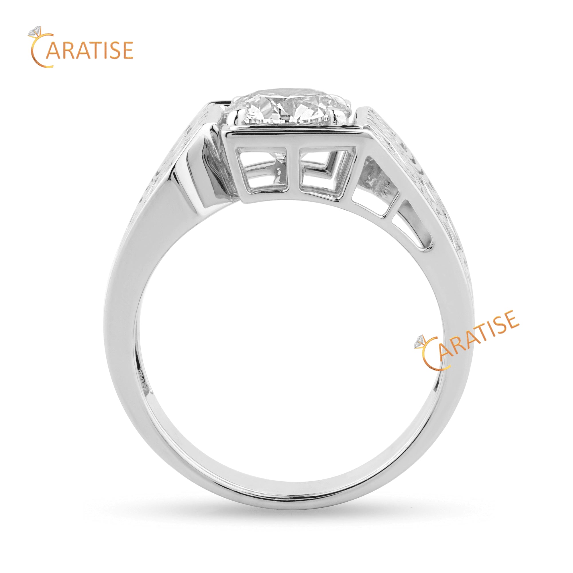 2.00 TDW Round Cut Diamond Men's Engagement Ring 925 Silver