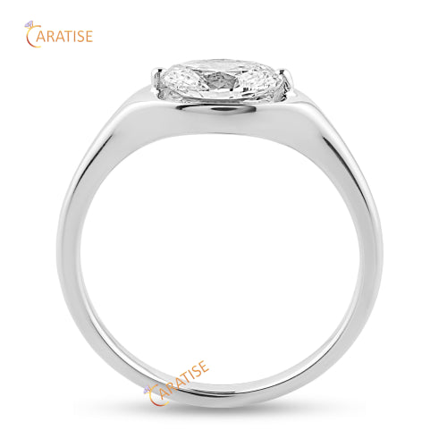 0.95 TDW Oval Cut Moissanite Diamond Solitaie Ring 925 Silver