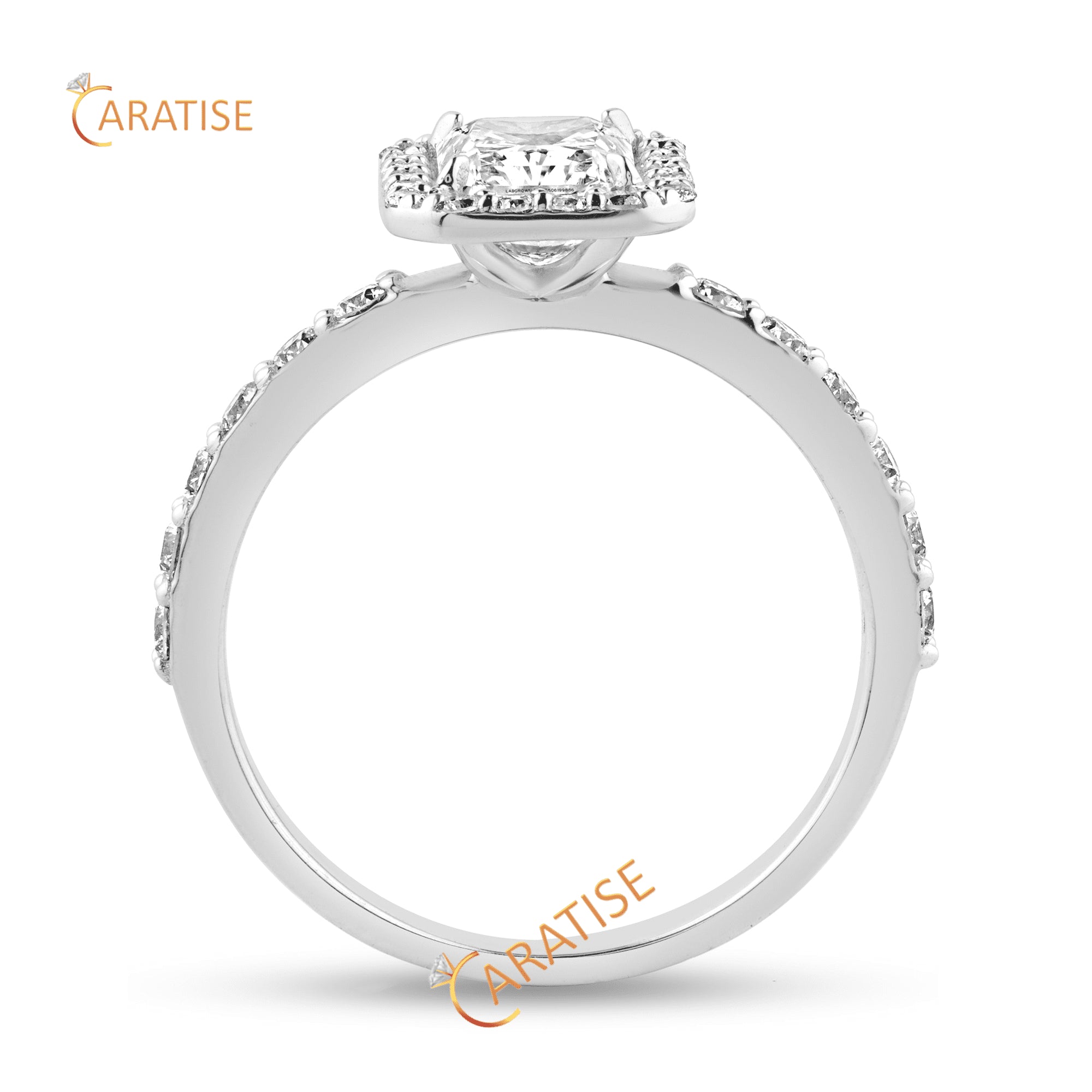 2.01 TDW Radiant & Round Cut Moissanite Diamond Halo Ring 925 Silver