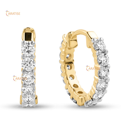 1.43 TDW Round Cut Diamond Earring 925 Silver