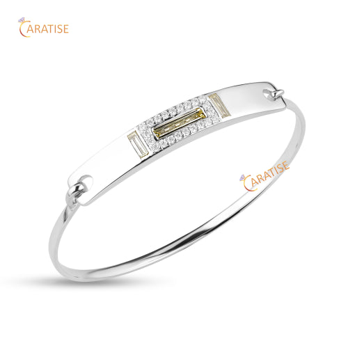 1.866 TDW Baguette & Round Cut Diamond Bracelet 925 Silver