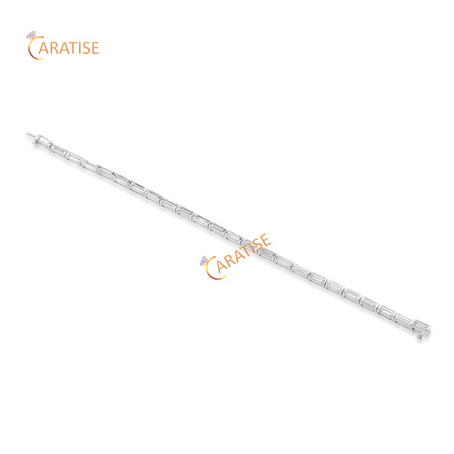 7.77 TDW Baguette Cut Diamond 925 Silver