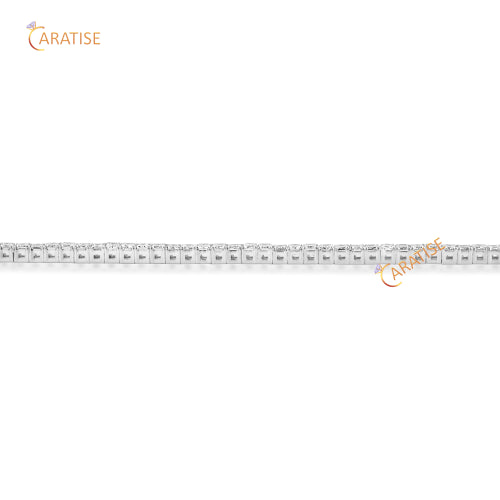7.59 TDW Emerald Cut Diamond Tennis Bracelet 925 Silver