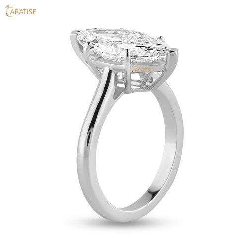 4.00 TDW Marquise Cut Moissanite Diamond Solitaire Ring 925 Silver