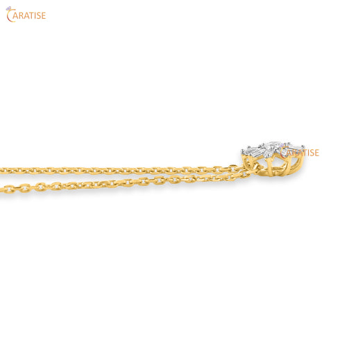 0.451 TDW Round & Baguette Cut Diamond Pendant-Earring 925 Silver