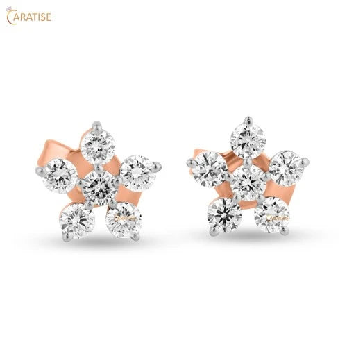 0.18 TDW Round Cut Diamond Stud Earring 925 Silver