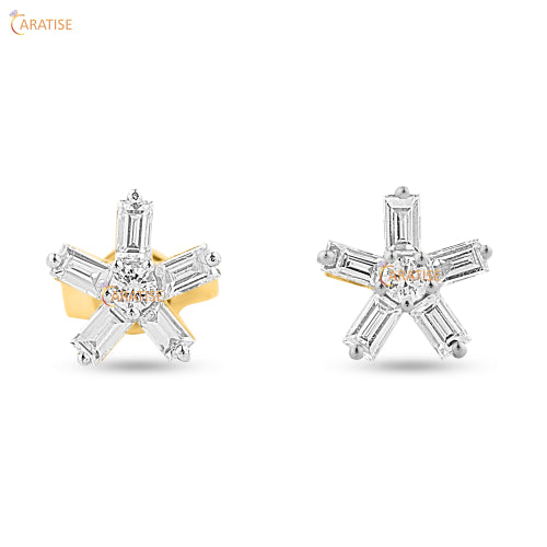 0.451 TDW Round & Baguette Cut Diamond Pendant-Earring 925 Silver