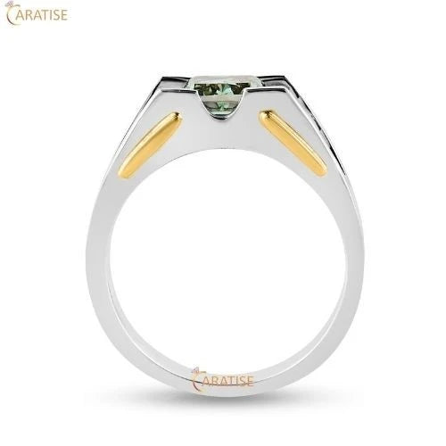 1.65 TDW F.G.Cushion Cut Diamond Men's Ring 925 Silver