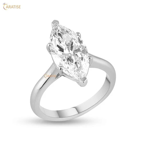 4.00 TDW Marquise Cut Moissanite Diamond Solitaire Ring 925 Silver