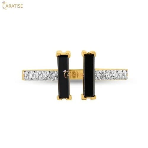 0.57 TDW F.B. Baguette & Round Cut Diamond Ring 925 Silver