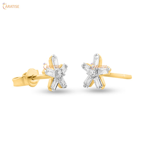 0.451 TDW Round & Baguette Cut Diamond Pendant-Earring 925 Silver