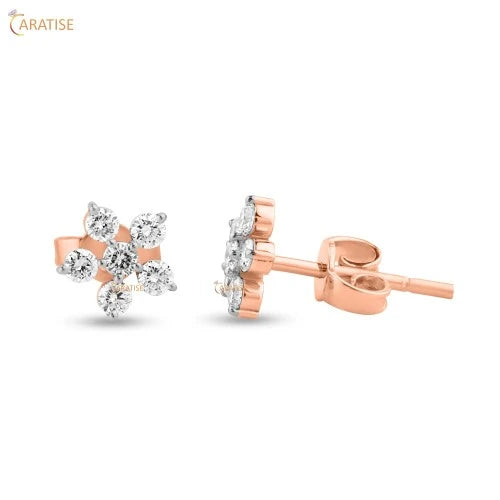 0.18 TDW Round Cut Diamond Stud Earring 925 Silver