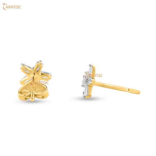 0.451 TDW Round & Baguette Cut Diamond Pendant-Earring 925 Silver