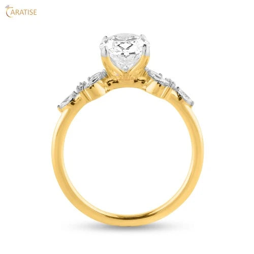 2.20 TDW Oval, Marquise & Round Cut Diamond Engagement Ring 925 Silver