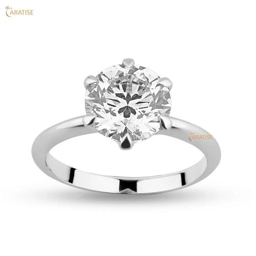 2.69 TDW Round Cut Diamond Ring Solitaire 925 Silver