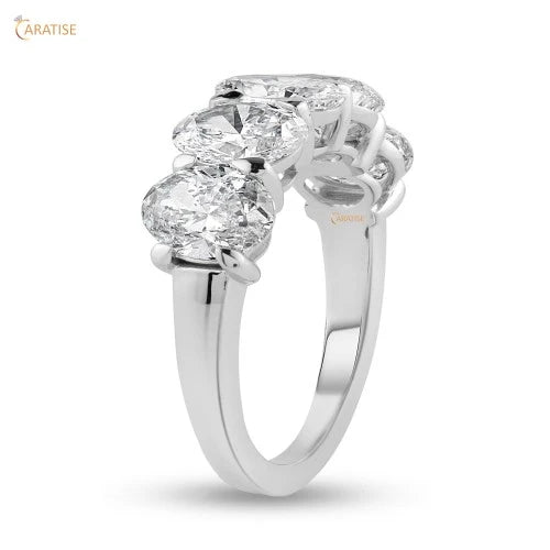 5.10 TDW Oval Cut Diamond Ring Eternity Band 925 Silver