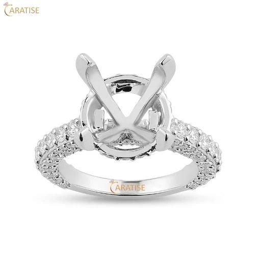 0.45 TDW Round Cut Semi mount Diamond Enagement Ring 925 Silver