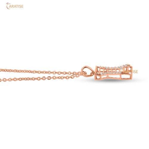 0.10 TDW Round Cut Diamond Custom Pendant 925 Silver