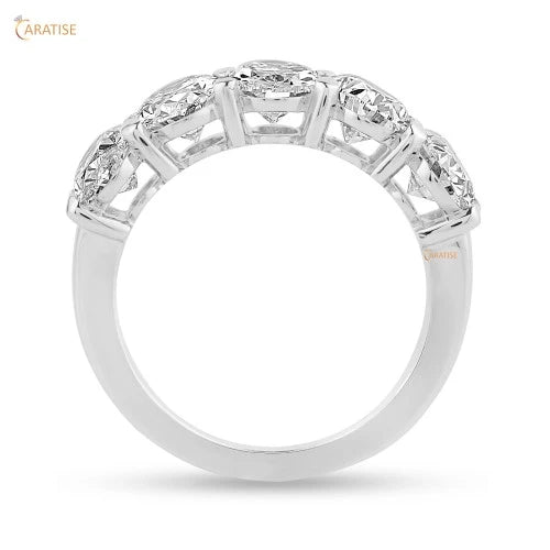 5.10 TDW Oval Cut Diamond Ring Eternity Band 925 Silver