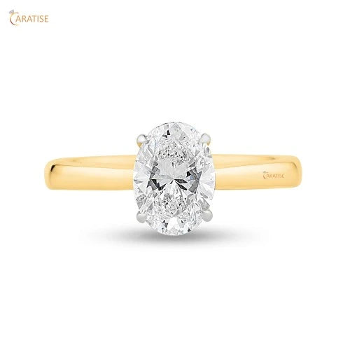 2.41 TDW Oval & Round Diamond Solitaire Ring 925 Silver