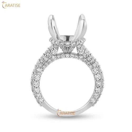 0.45 TDW Round Cut Semi mount Diamond Enagement Ring 925 Silver