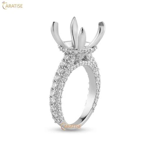 0.45 TDW Round Cut Semi mount Diamond Enagement Ring 925 Silver