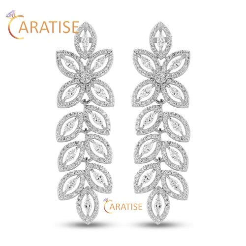 16.936 TDW Marquise & Round Cut Diamond Necklace 925 Silver