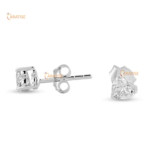 1.40 TDW Heart Cut Moissanite Diamond Stud 925 Silver