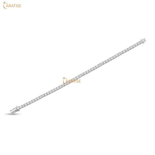 8.84 TDW Round Cut Diamond Bracelet 925 Silver