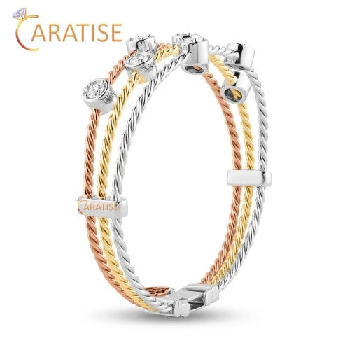 2.00 TDW Round Cut Diamond Slider Bracelet 925 Silver