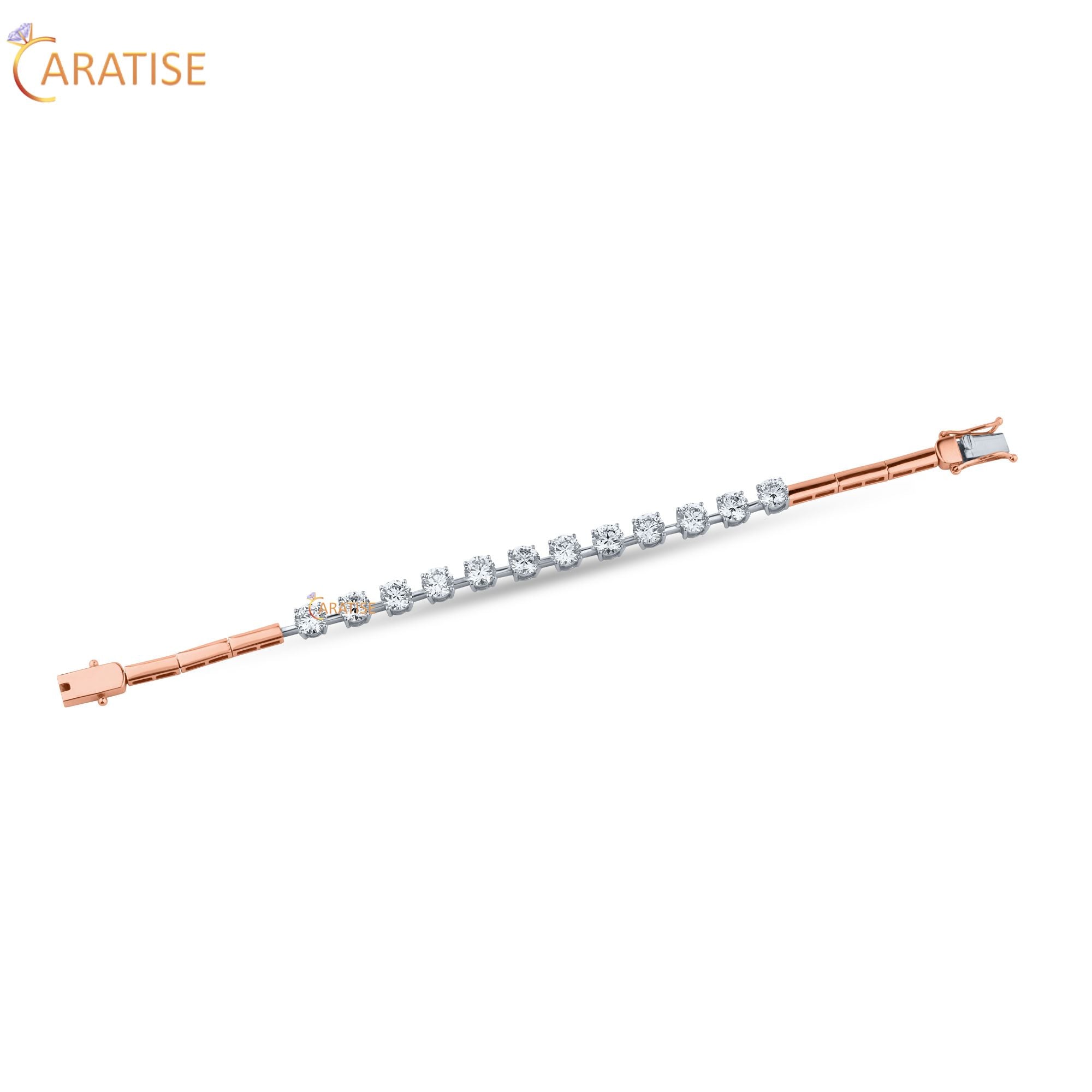 6.09 TDW Round Cut Diamond Bracelet 925 Silver