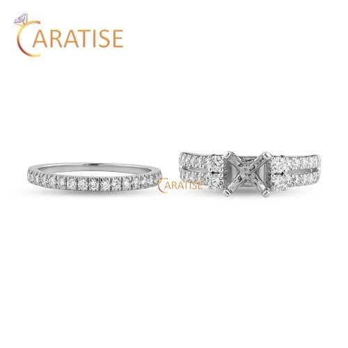 0.68 TDW Round Cut Diamond Women's Ring with Band 925 Silver