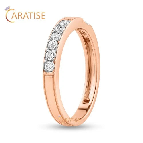 0.303 TDW Baguette & Round Cut Diamond Band Ring 925 Silver