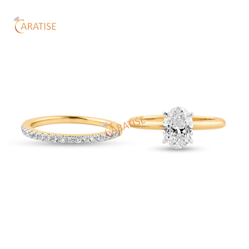 1.168 TDW Oval & Round Cut Moissanite Diamond Ring with Band 925 Silver