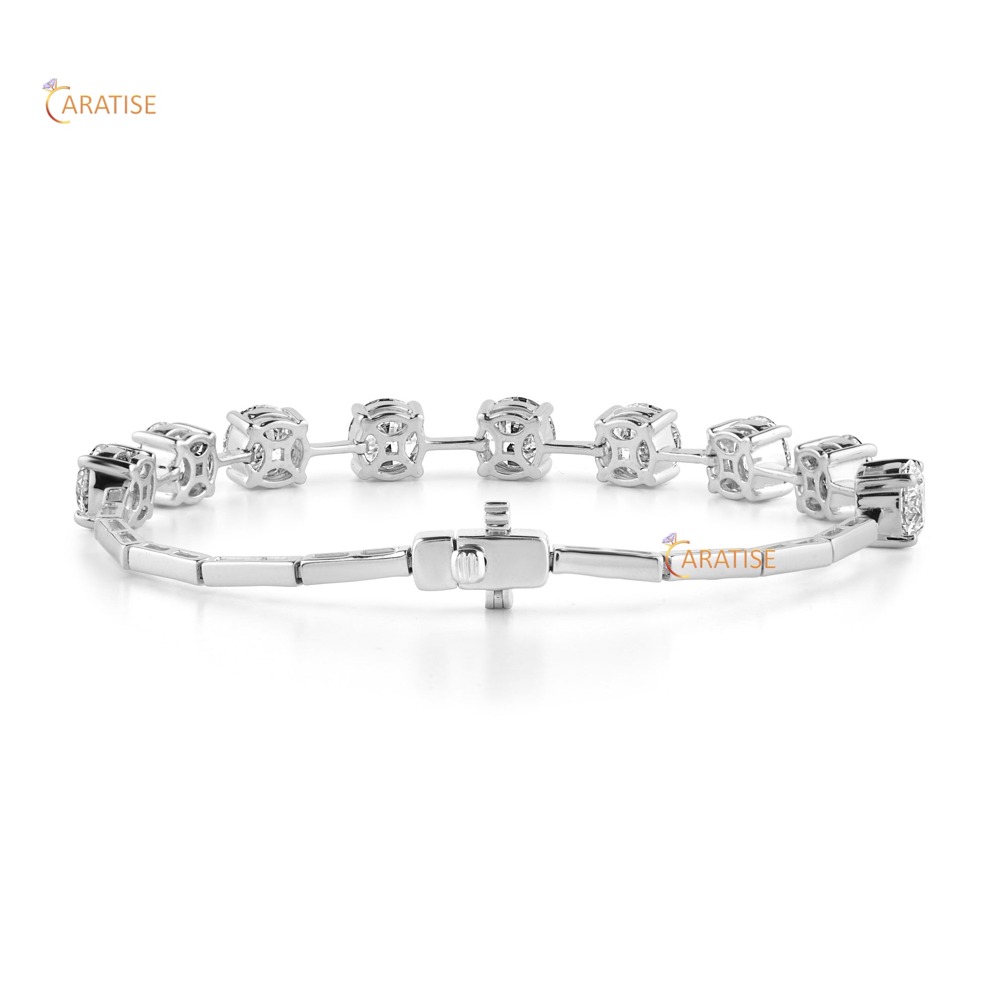 9.00 TDW Round Cut Diamond Charm Bracelet 925 Silver