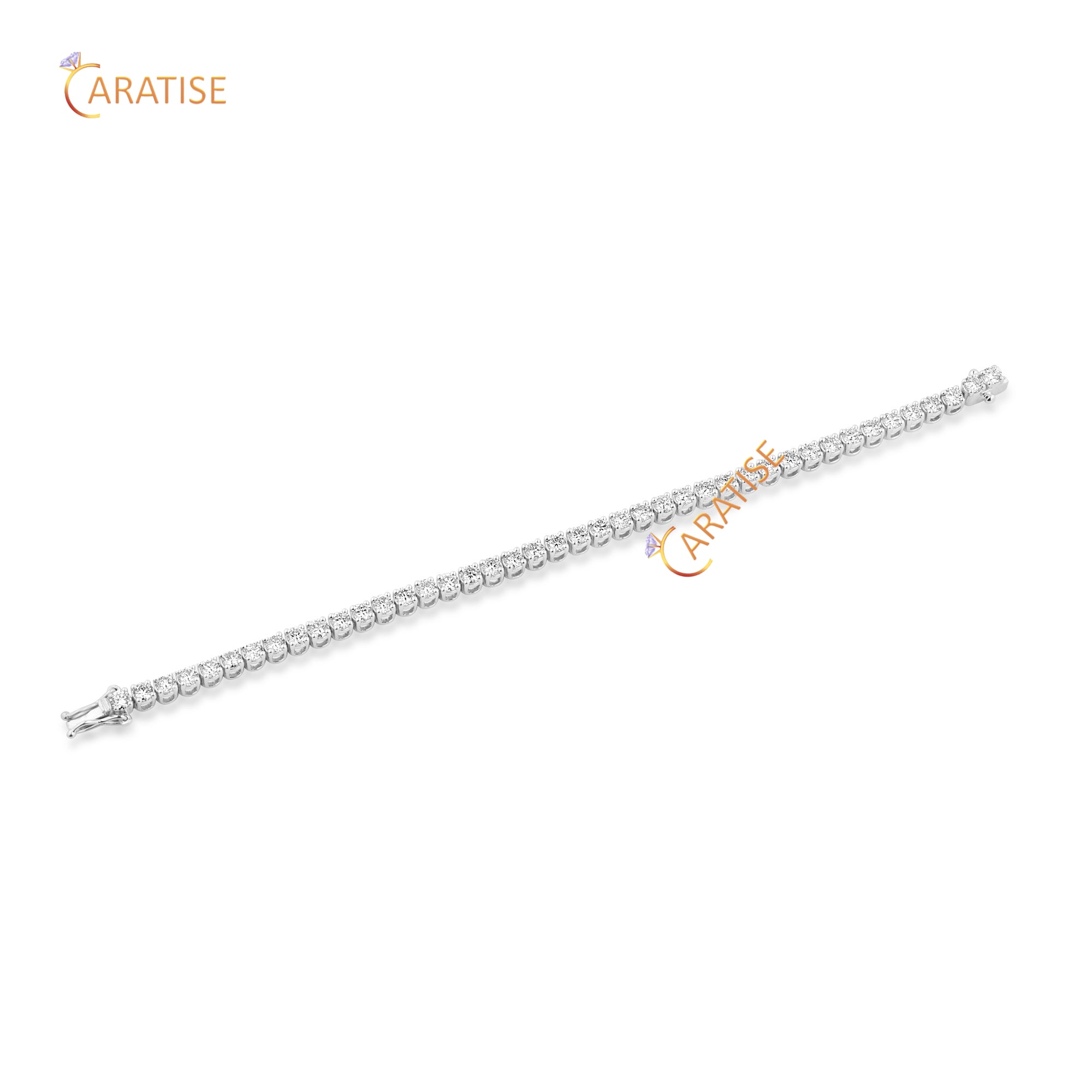4.66 TDW Round Cut Diamond Tennis Bracelet 925 Silver