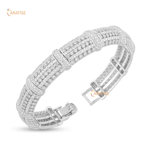 9.164 CT Round Cut Diamond Diamond Bangle Bracelet 925 Silver