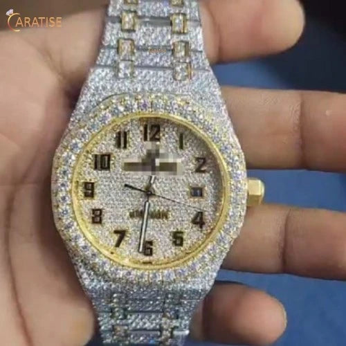 27.85 TDW Round Cut Diamond Watch | Stainless Steel | Luxury Moissanite Diamond Watch | Gift For Husband | EF-VS Color
